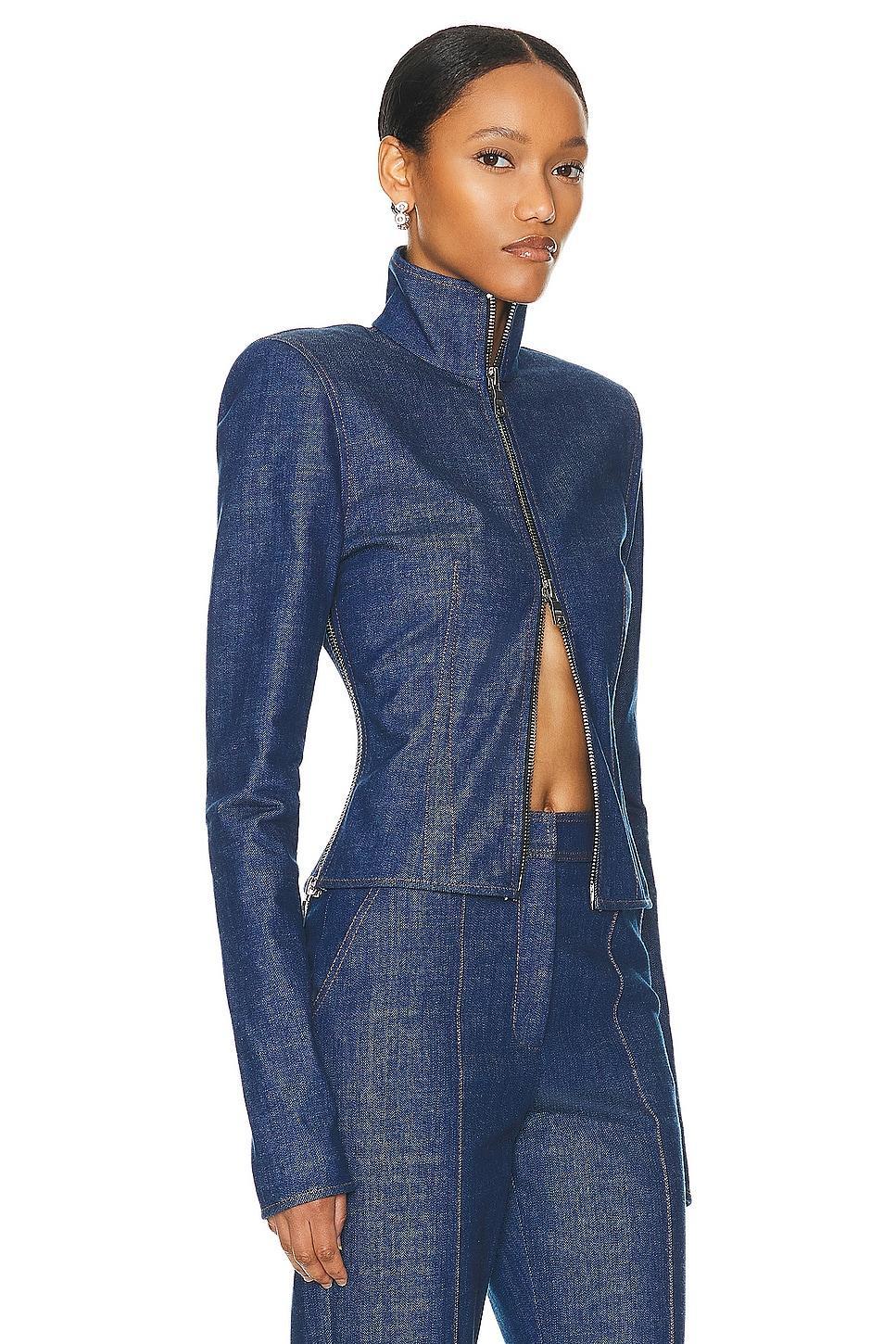 LaQuan Smith Fitted Jacket in Blue Product Image