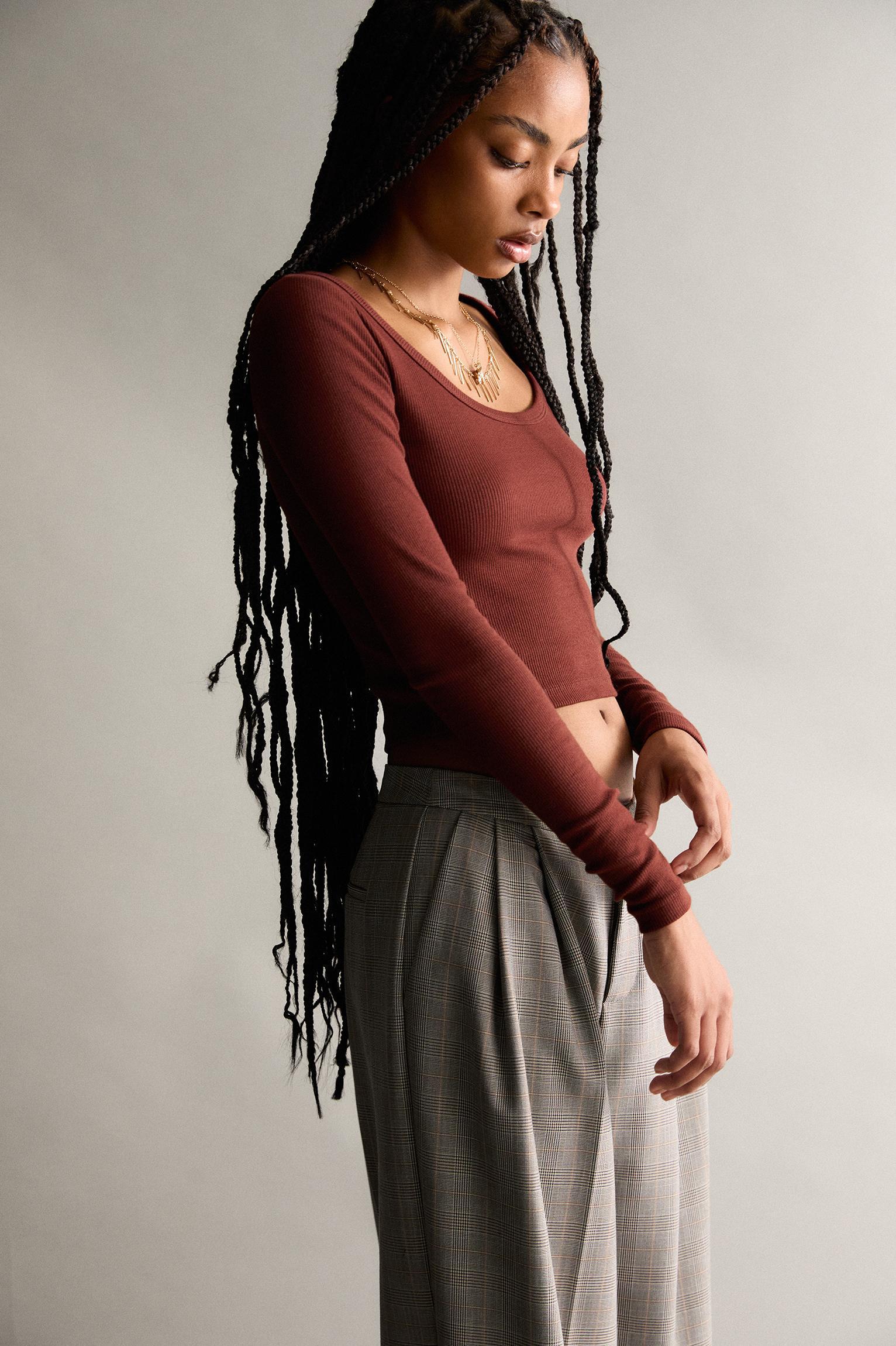 Ribbed long sleeve top Product Image