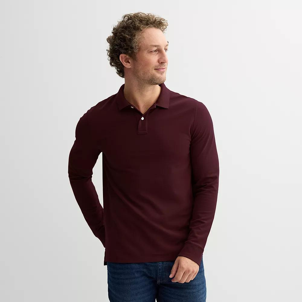 Men's Sonoma Goods For Life® Long Sleeve Pique Polo, Size: Large, Proteus Purple Product Image