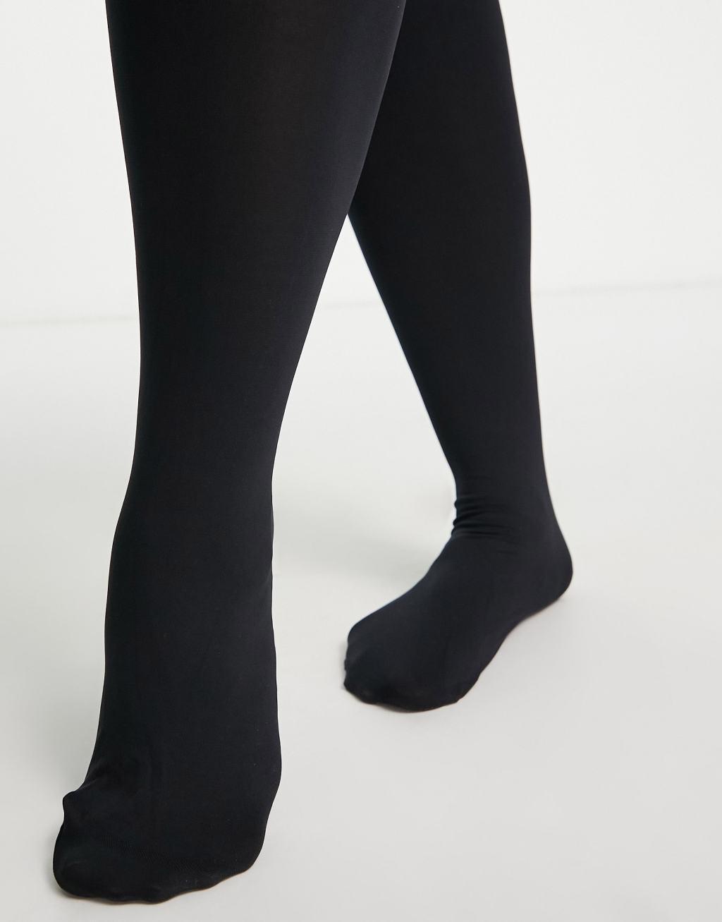 ASOS DESIGN Curve 90 denier super stretch improved fit tights in black  Product Image