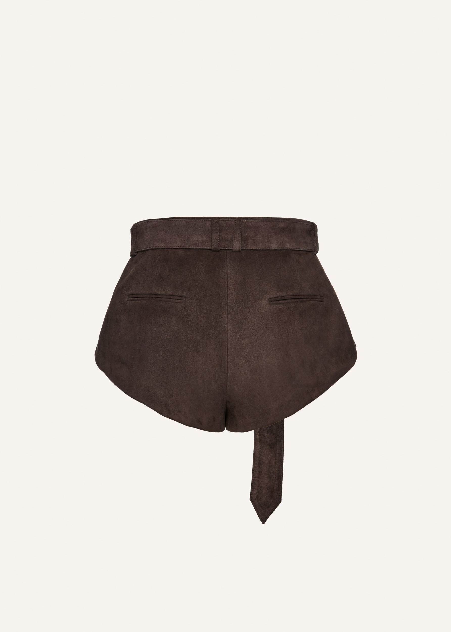 Flared suede shorts in brown Product Image