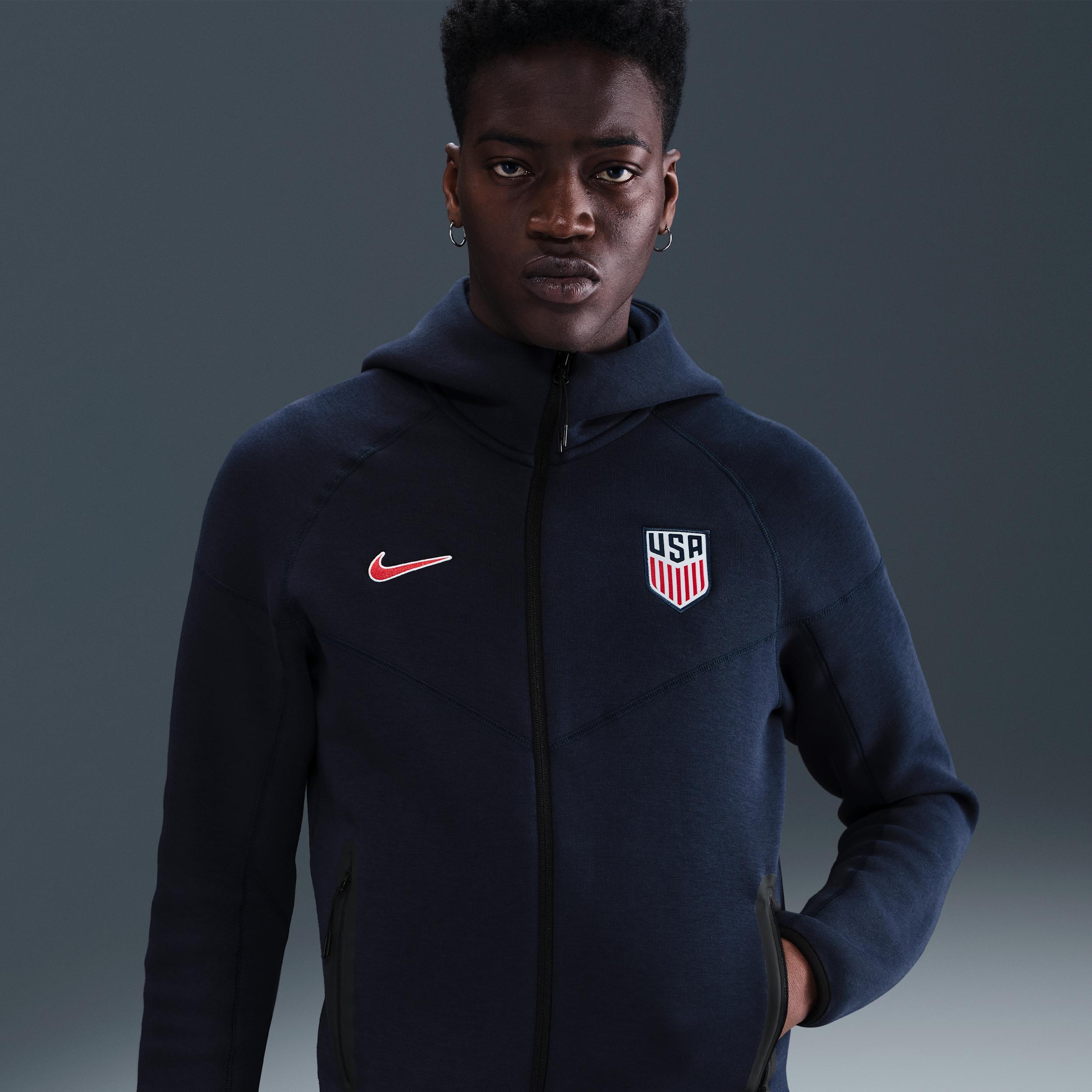 USMNT Tech Windrunner Nike Mens Soccer Fleece Full-Zip Hoodie | HF5098-451 Product Image