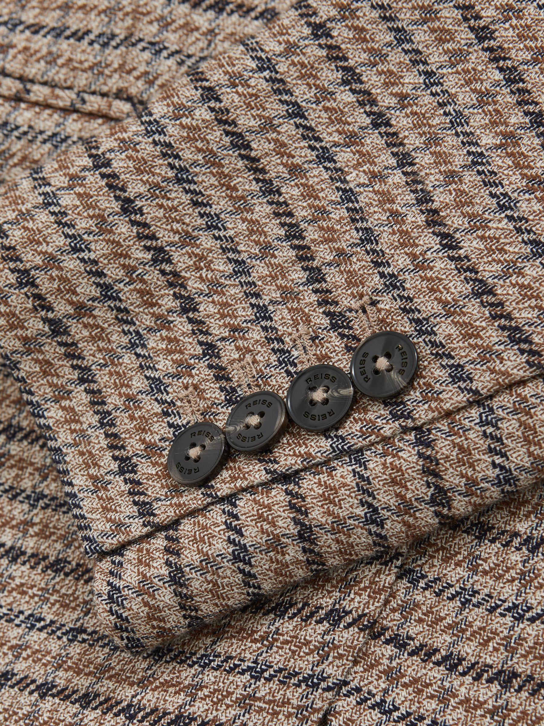 Single-Breasted Check Suit Blazer With Linen in Neutral Check Product Image