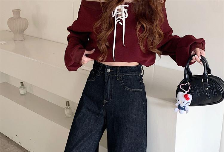 High Rise Washed Wide Leg Jeans Product Image