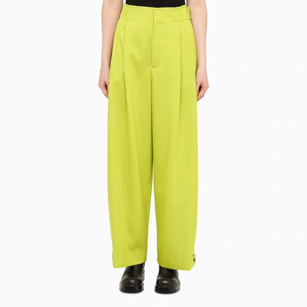 Wide-leg Wool Gabardine Trousers In Green Product Image