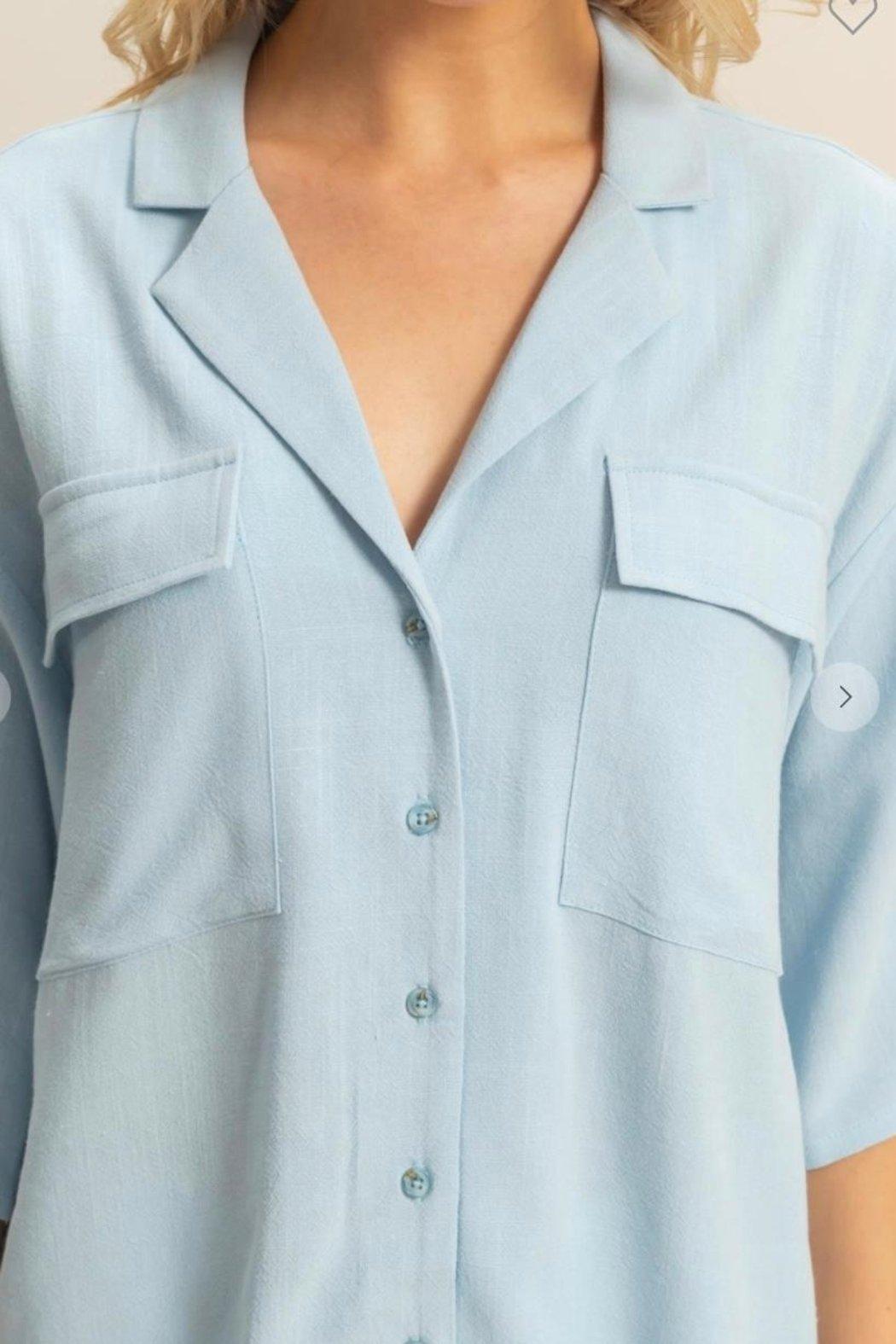 Top, Blue Button Down Product Image