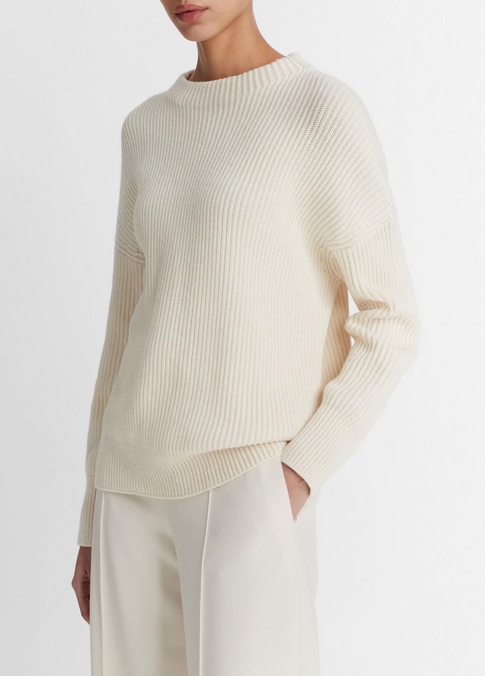 Ribbed Cotton-Cashmere Funnel Neck Sweater Product Image