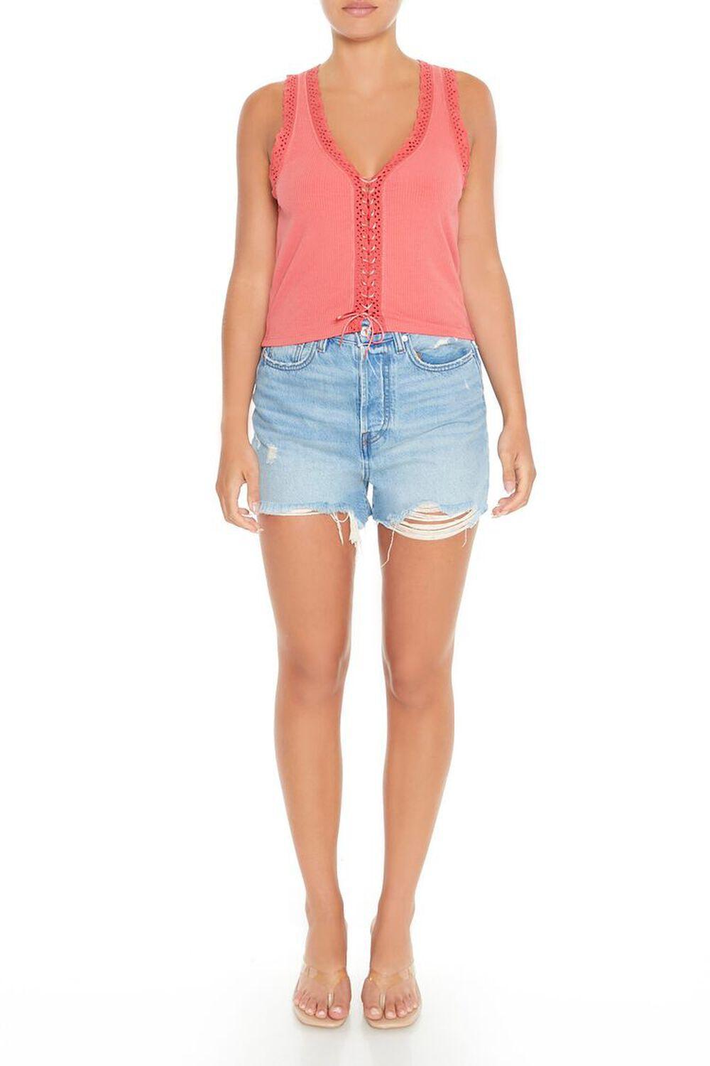 Ribbed Lace-Up Tank Top | Forever 21 Product Image