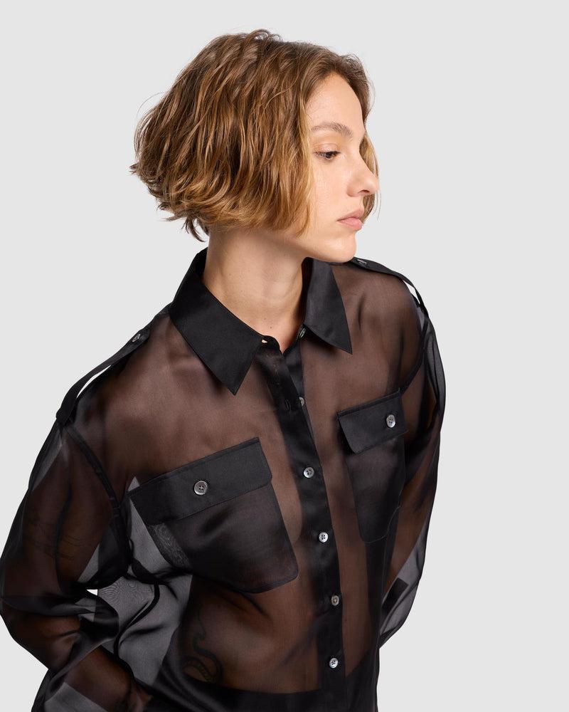 Sheer Organza Button Up Shirt Product Image