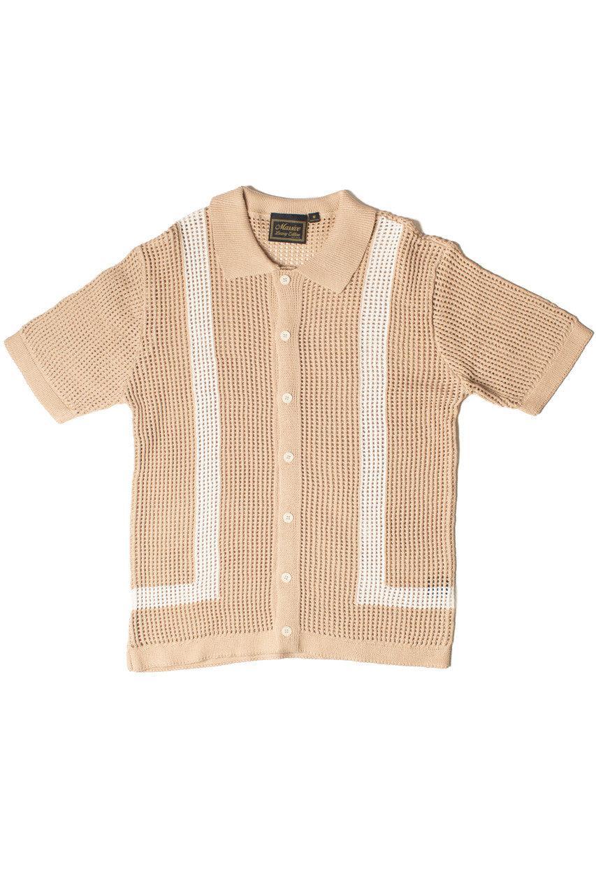 Crochet Bowling Style Button Up Shirt Product Image