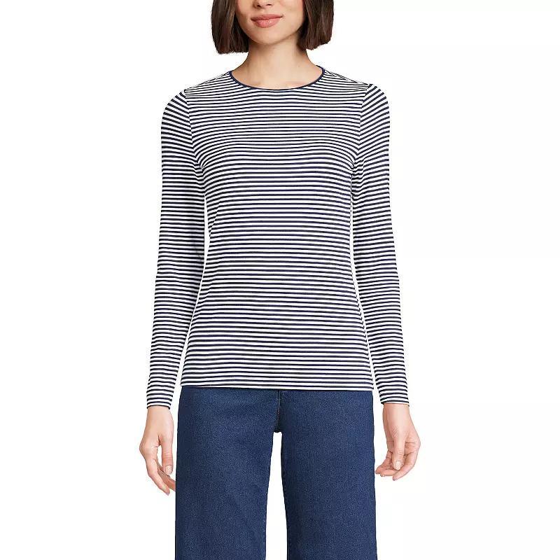 Petite Lands' End Lightweight Jersey Skimming Long Sleeve Crewneck T-shirt, Women's, Size: Medium Petite, Light Cornflower Product Image