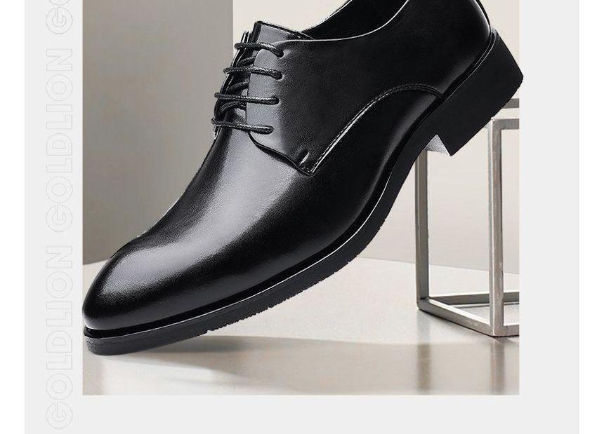 Faux Leather Pointed Lace-Up Derby Shoes Product Image