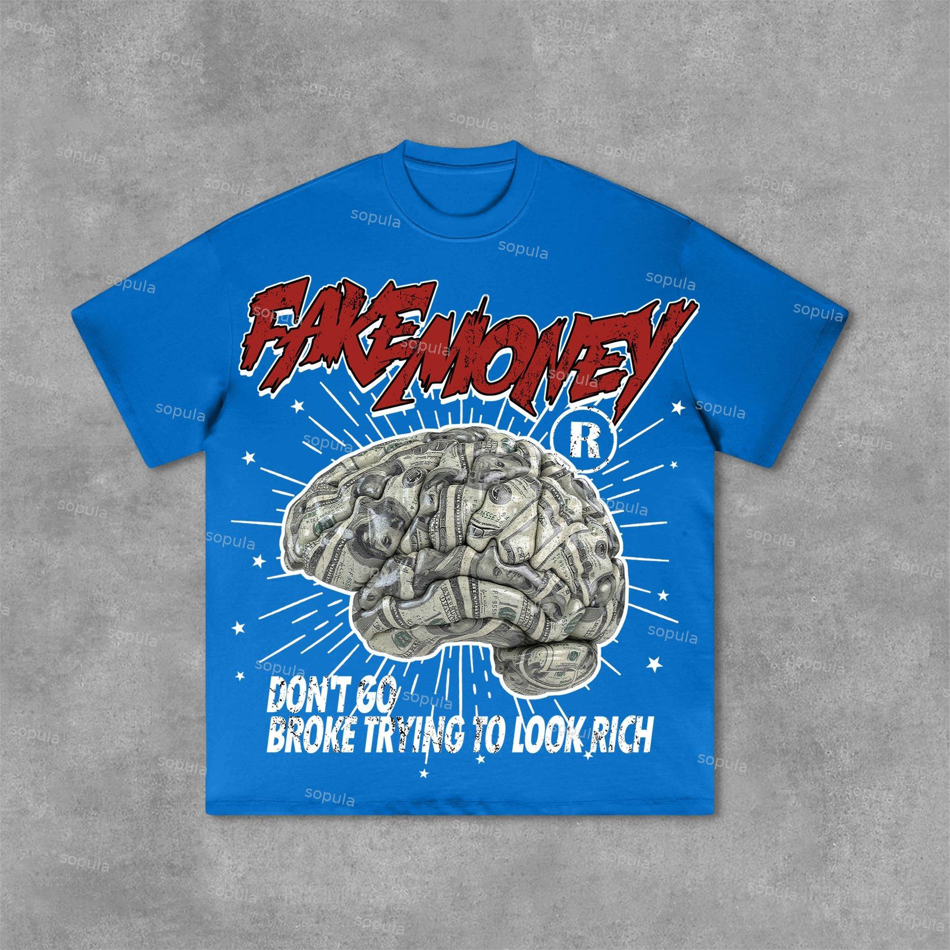 Sopula Don't Go Broke Trying To Look Rich Graphic Print Cotton T-Shirt Product Image