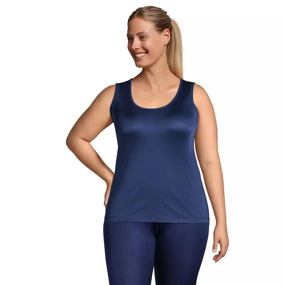 Plus Size Lands' End Silk Interlock Thermal Base Layer Tank, Women's, Size: 2XL, Deep  Blue Product Image