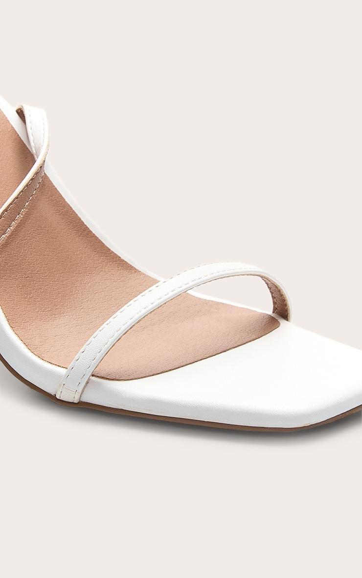 White Square Toe High Block Heeled Sandals Product Image