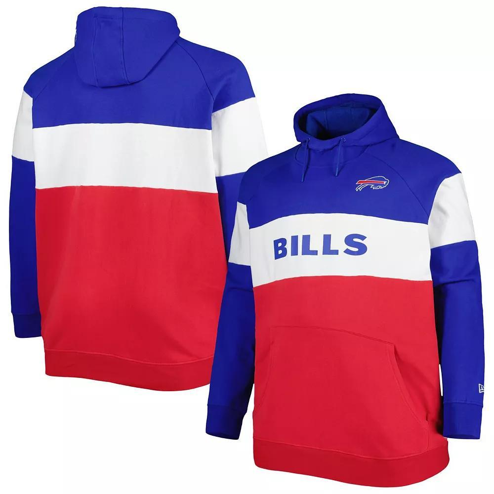 Men's New Era Red Buffalo Bills Big & Tall Current Team Colorblock Fleece Raglan Pullover Hoodie,  Product Image