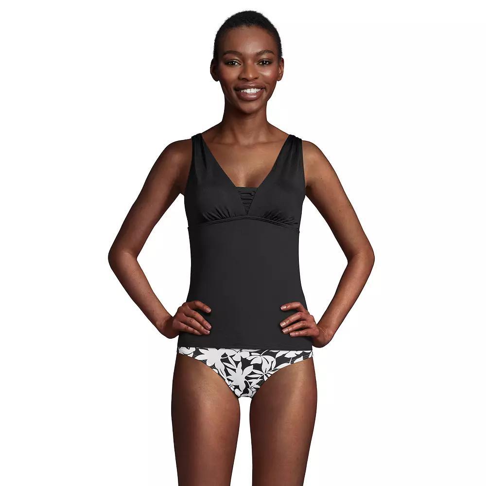 Women's Lands' End Print UPF 50 Tummy Control Grecian Tankini Top, Size: 2 LONG, Black Product Image