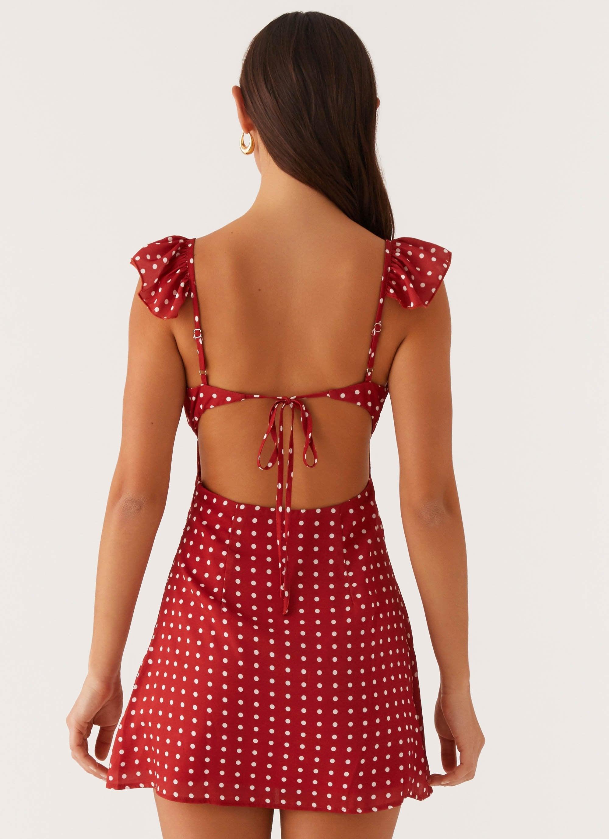 Adrina Ruffle Mini Dress - Red Polka Dot Product Image