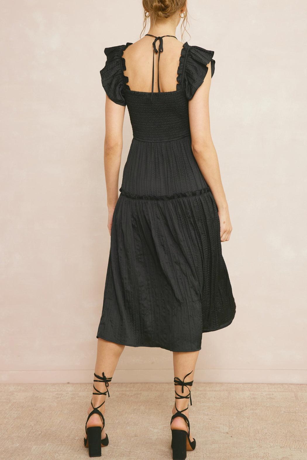 Ruffled Halter Midi Dress Product Image