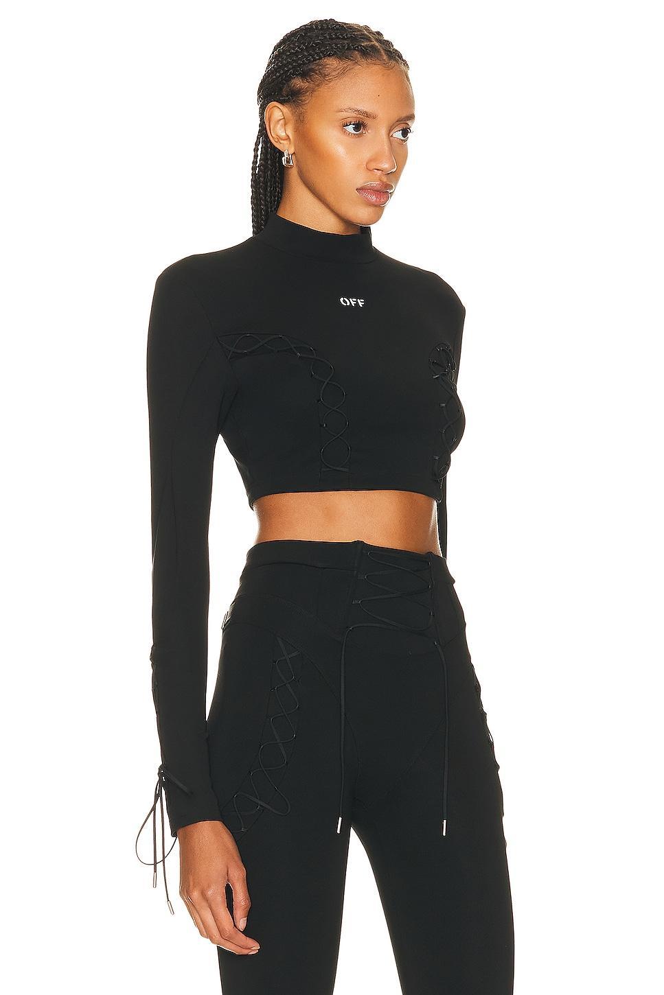 OFF-WHITE Long Sleeve Crop Top Black. (also in ). Product Image