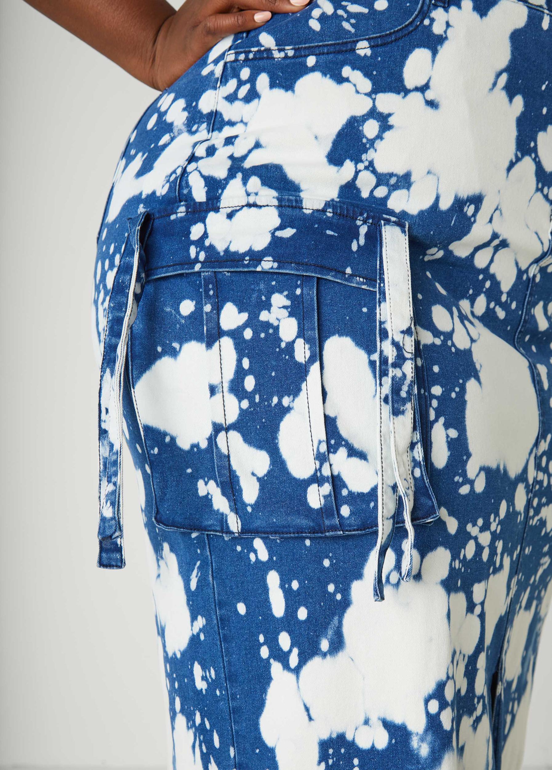 Bleached Denim Maxi Cargo Skirt Product Image