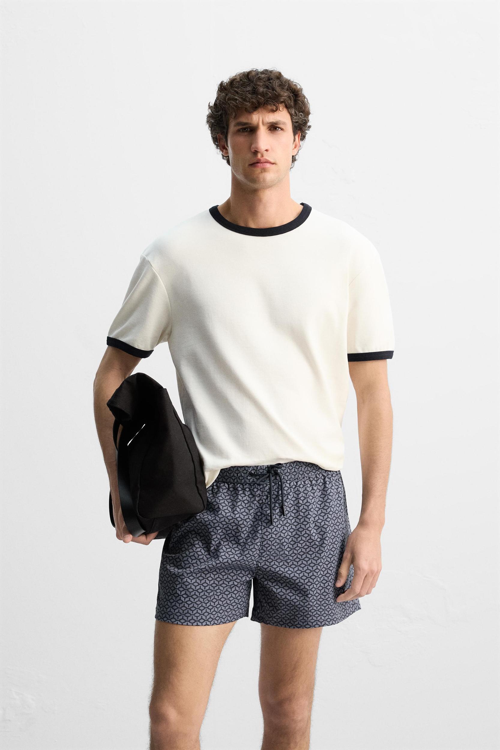 GEOMETRIC PRINT SHORT SWIMMING TRUNKS Product Image