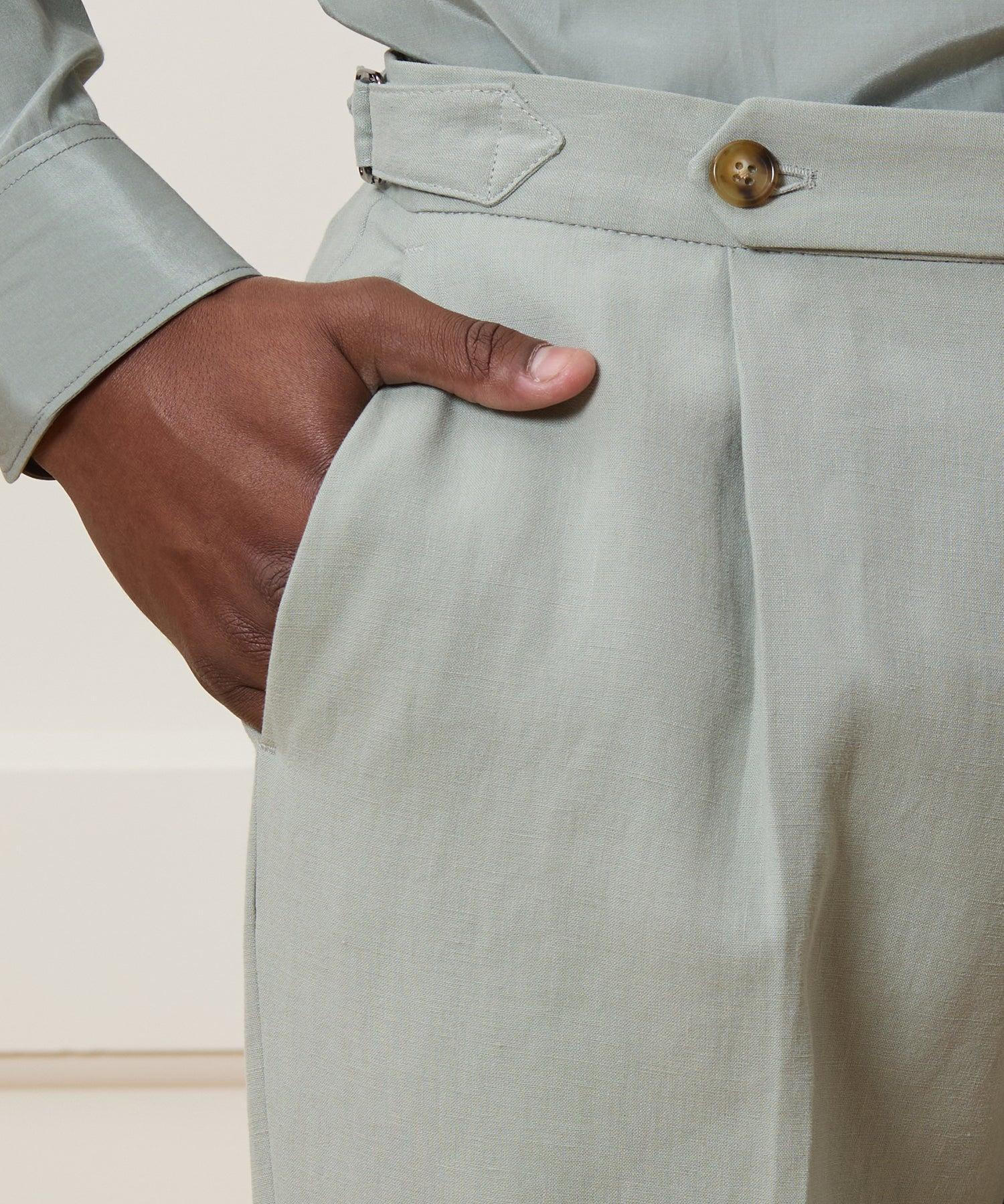 Italian Sueded Linen Side Tab Trouser Product Image