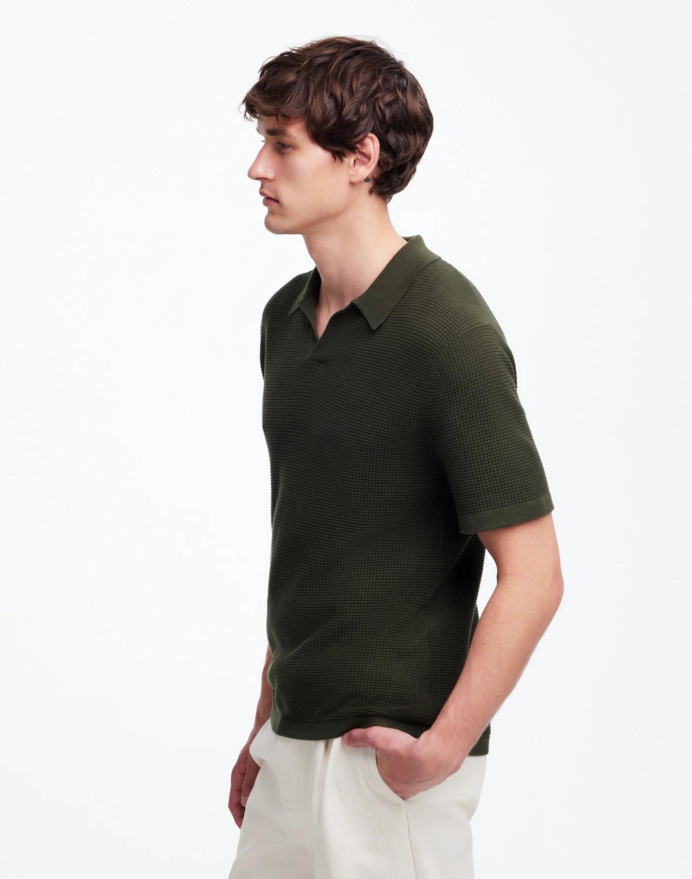 Johnny-Collar Short-Sleeve Sweater Polo Product Image