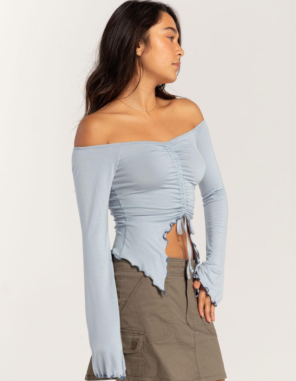 FULL TILT Cinch Womens Long Sleeve Top - LIGHT BLUE Product Image