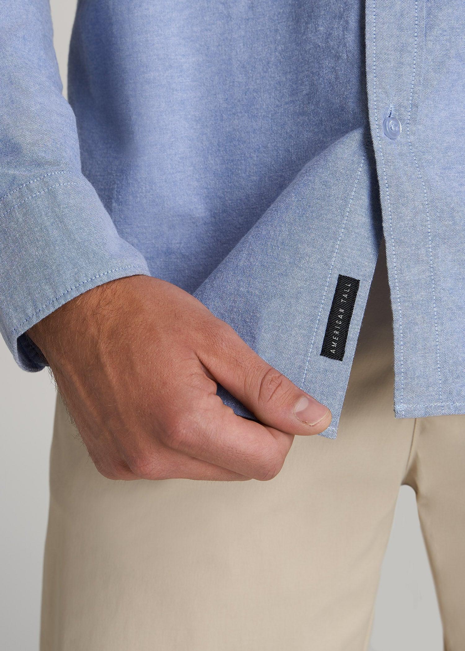 Washed Oxford Shirt for Tall Men in Dark Sky Blue Male Product Image