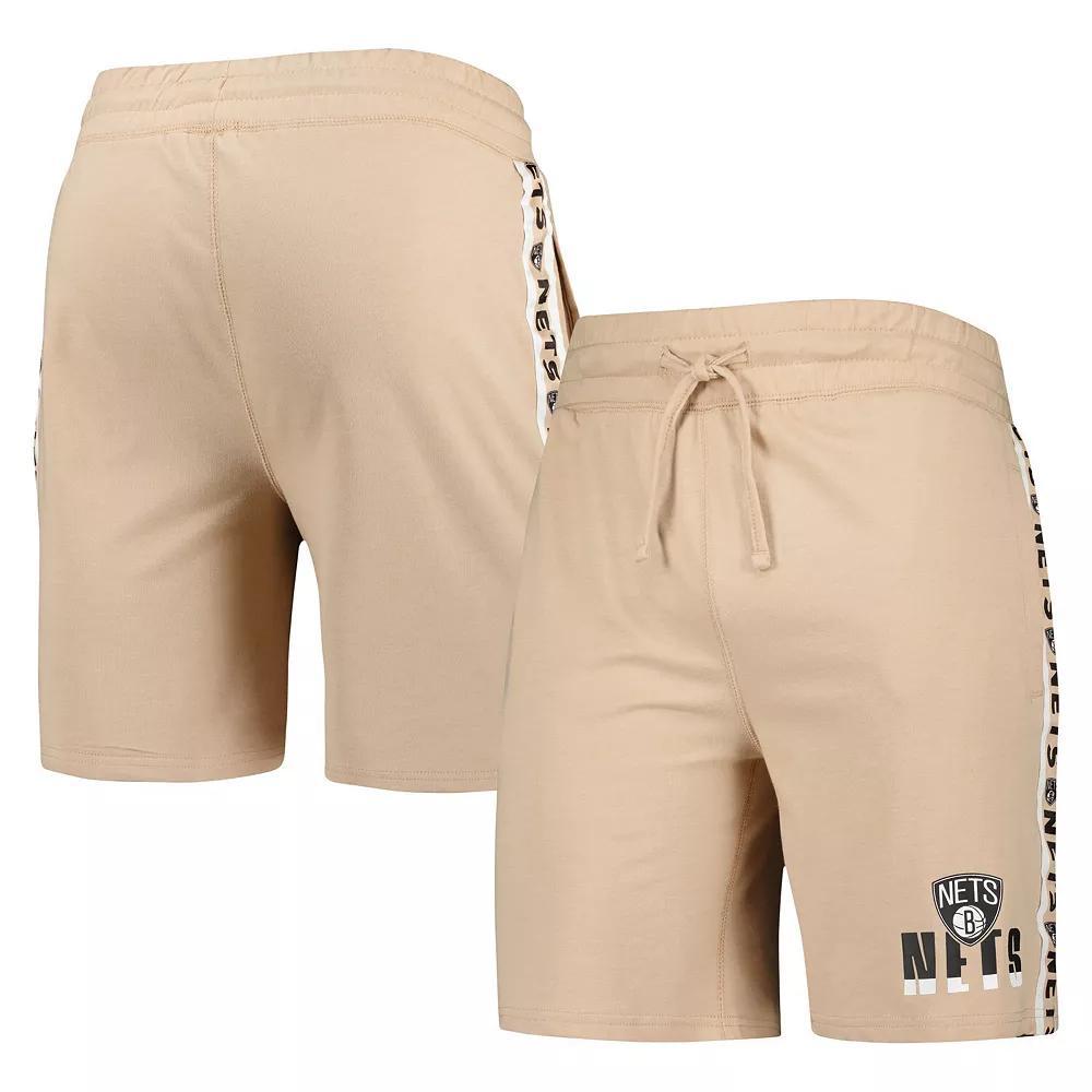 Men's Concepts Sport  Tan Brooklyn Nets Team Stripe Shorts, Size: Medium Product Image