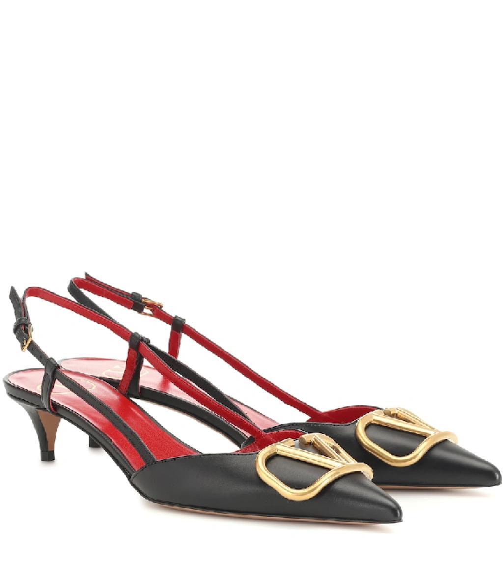 VALENTINO GARAVANI Black Vlogo Signature Slingback Pumps Product Image