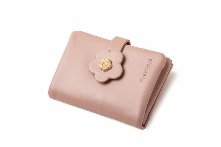 Flower Lettering PVC Panel Faux Leather Bifold Wallet Product Image