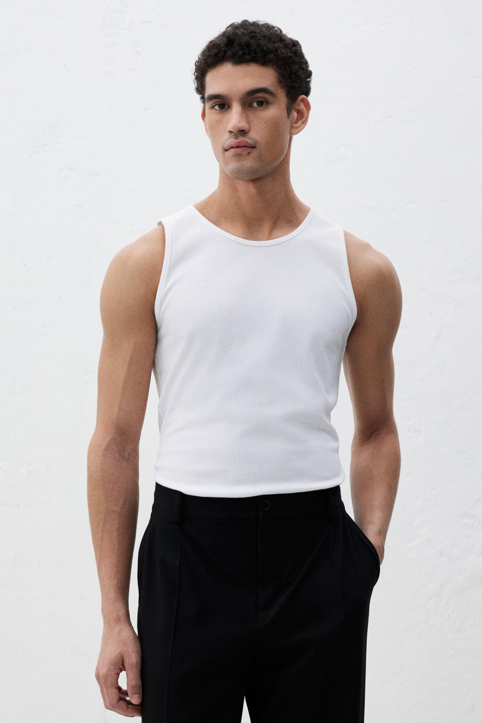 Slim Fit Ribbed Tank Top Product Image
