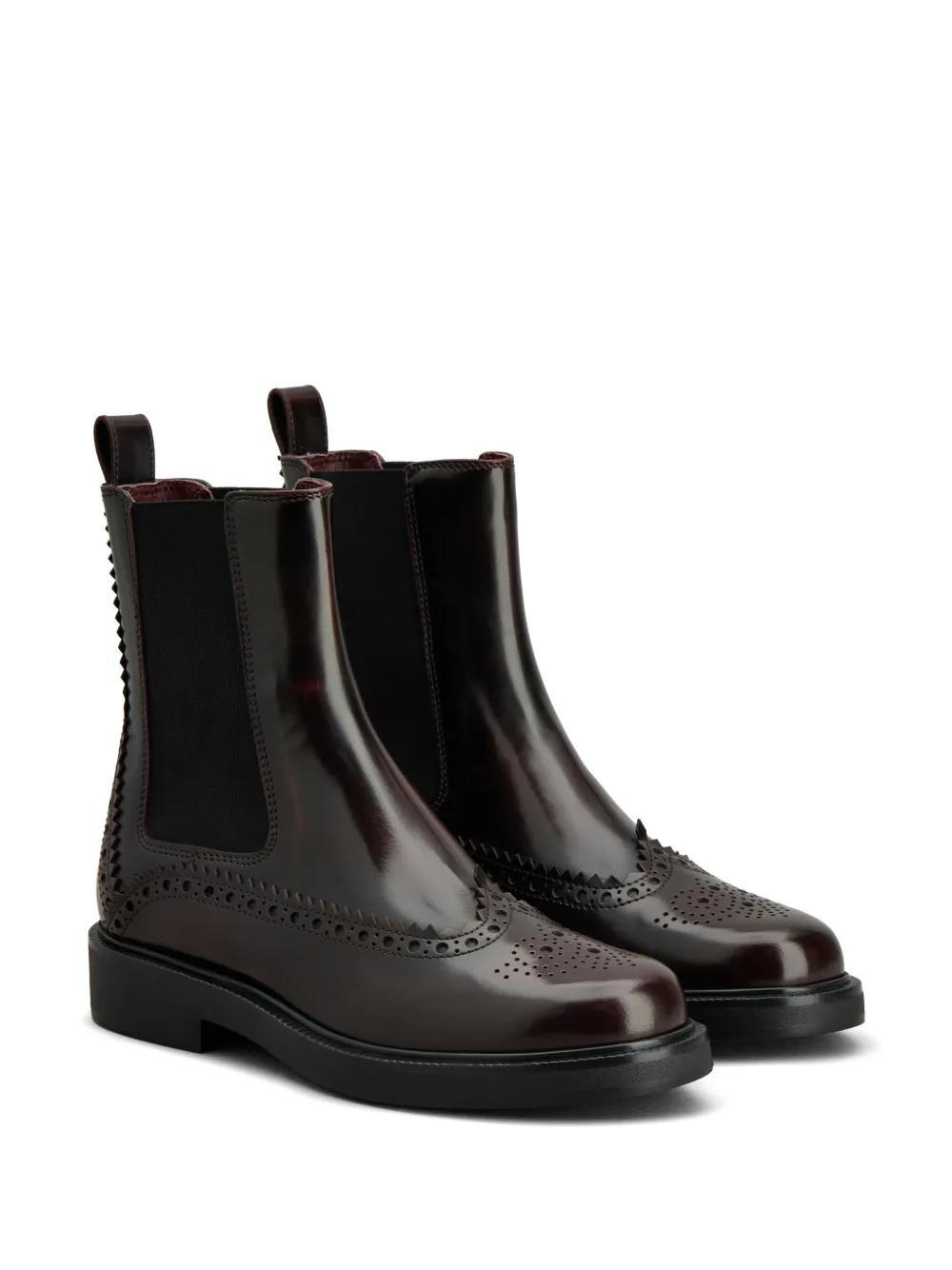 TOD'S Brogue-style Chelsea Boots In Brown Product Image