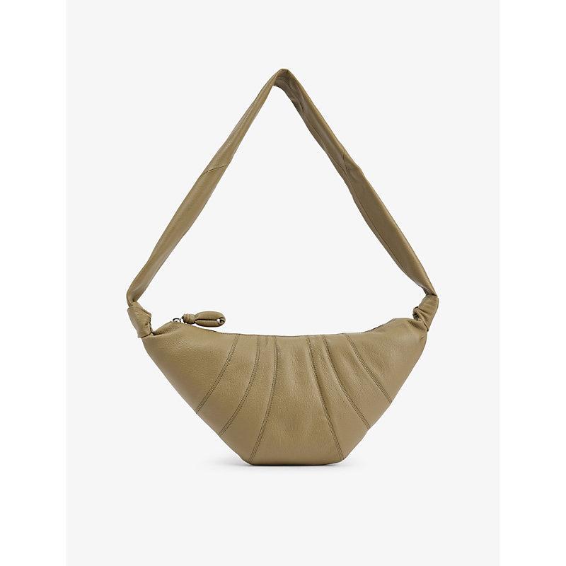 LEMAIRE Mens  Croissant Medium Leather Cross-body Bag In Dusty Khaki Product Image