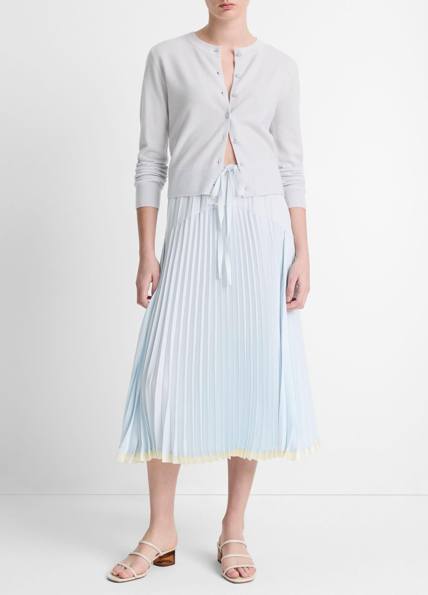 Wool & Cashmere-Blend Tipped Half-Moon Cardigan Product Image