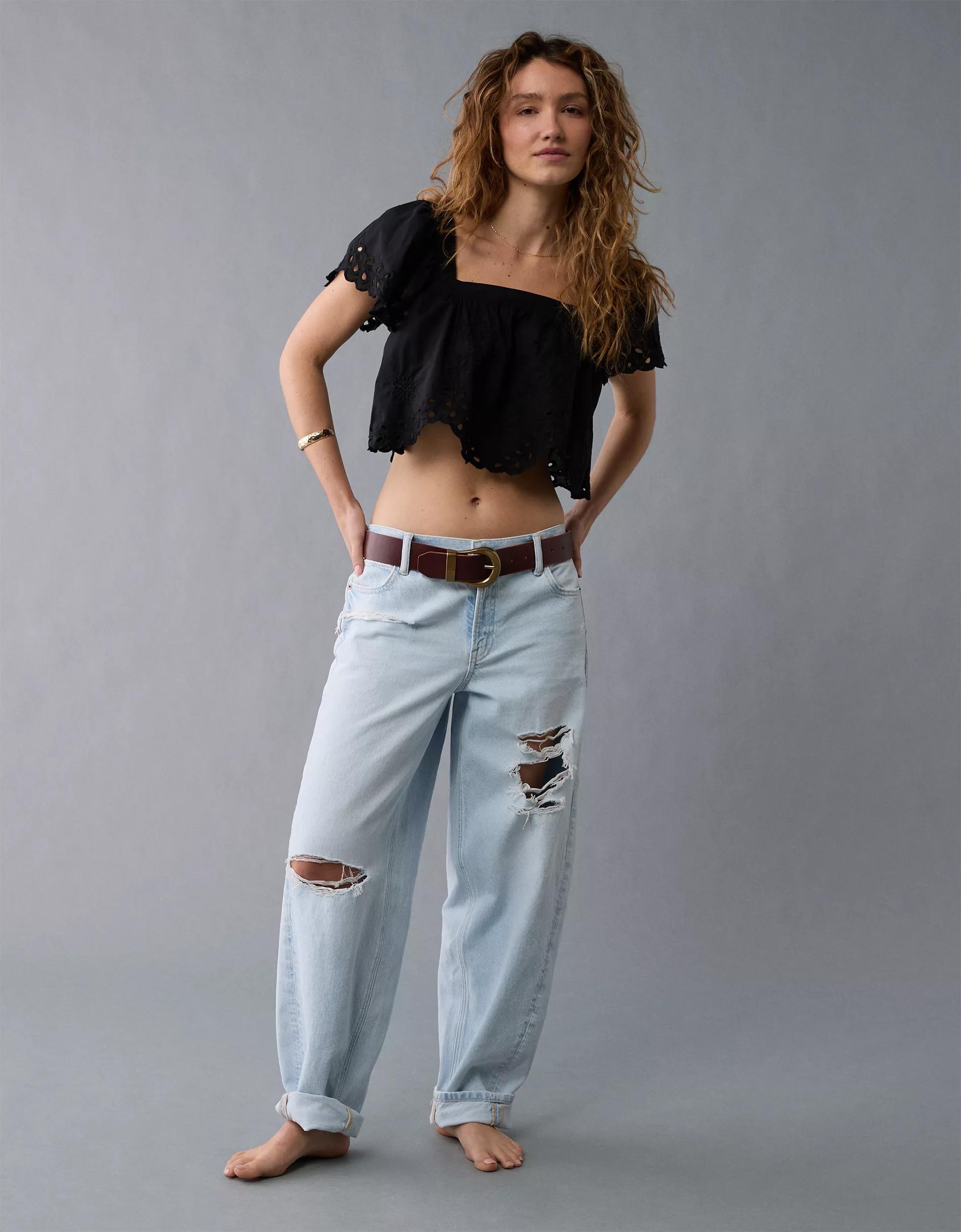 AE Tie Back Eyelet Crop Top Product Image