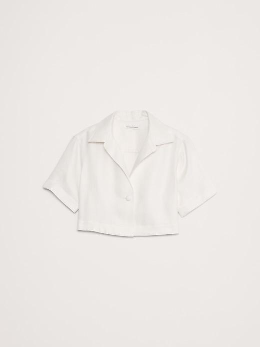 Oversized Linen Cropped Resort Shirt Product Image
