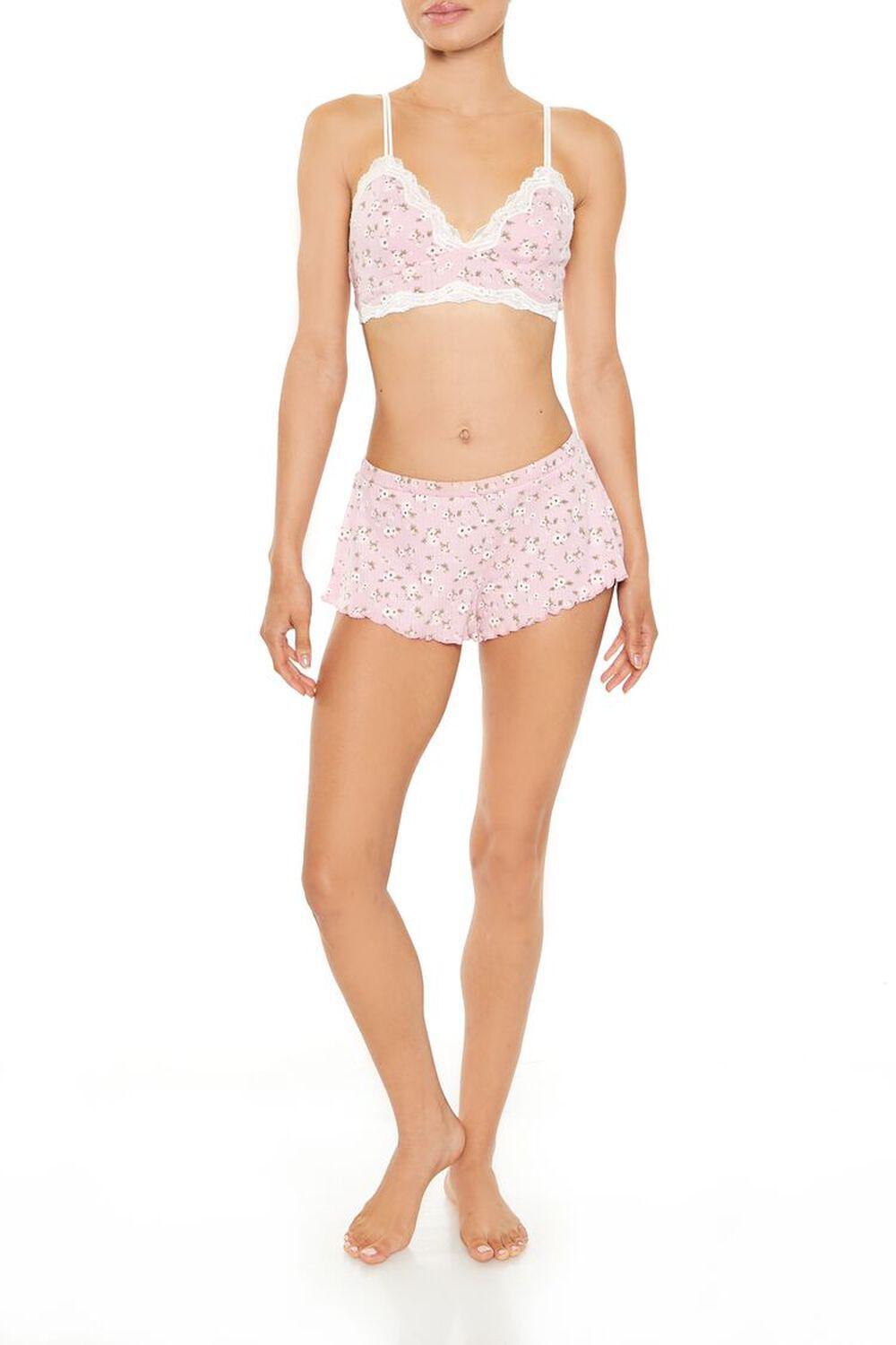 Lace- Trim Floral Print Bralette | Forever 21 Product Image