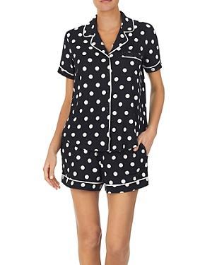 kate spade new york Dot Print Short Sleeve Notch Collar Jersey Knit Shorty Pajama Set Product Image