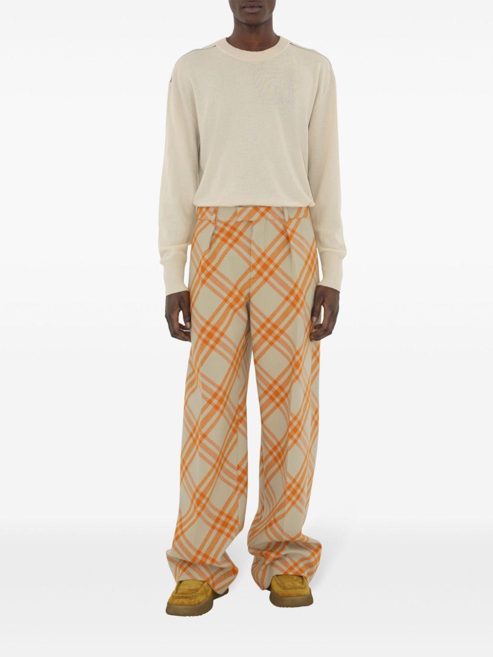 BURBERRY Checked Straight-leg Wool Trousers In Neutrals Product Image