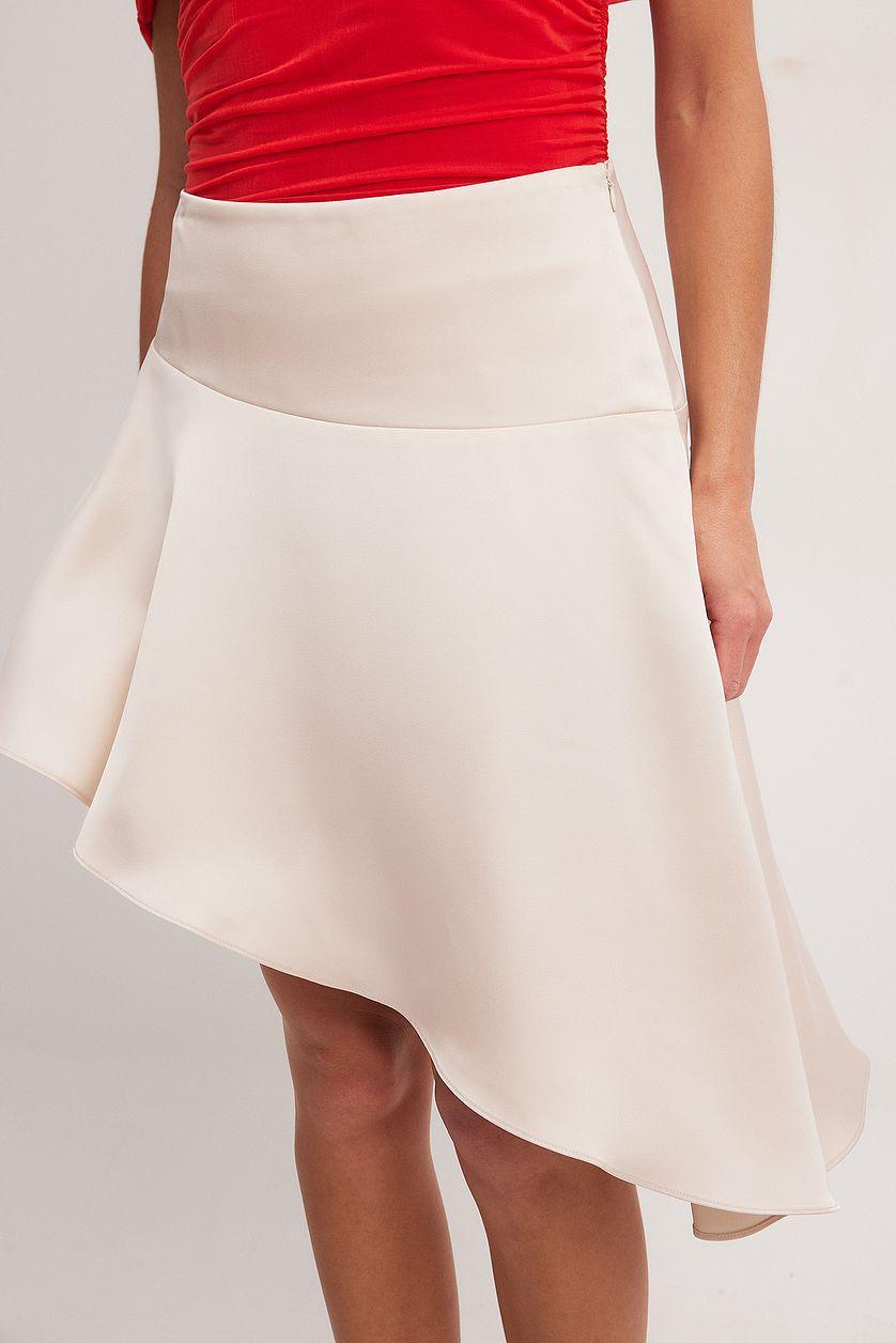 Asymmetric Satin Midi Skirt Product Image