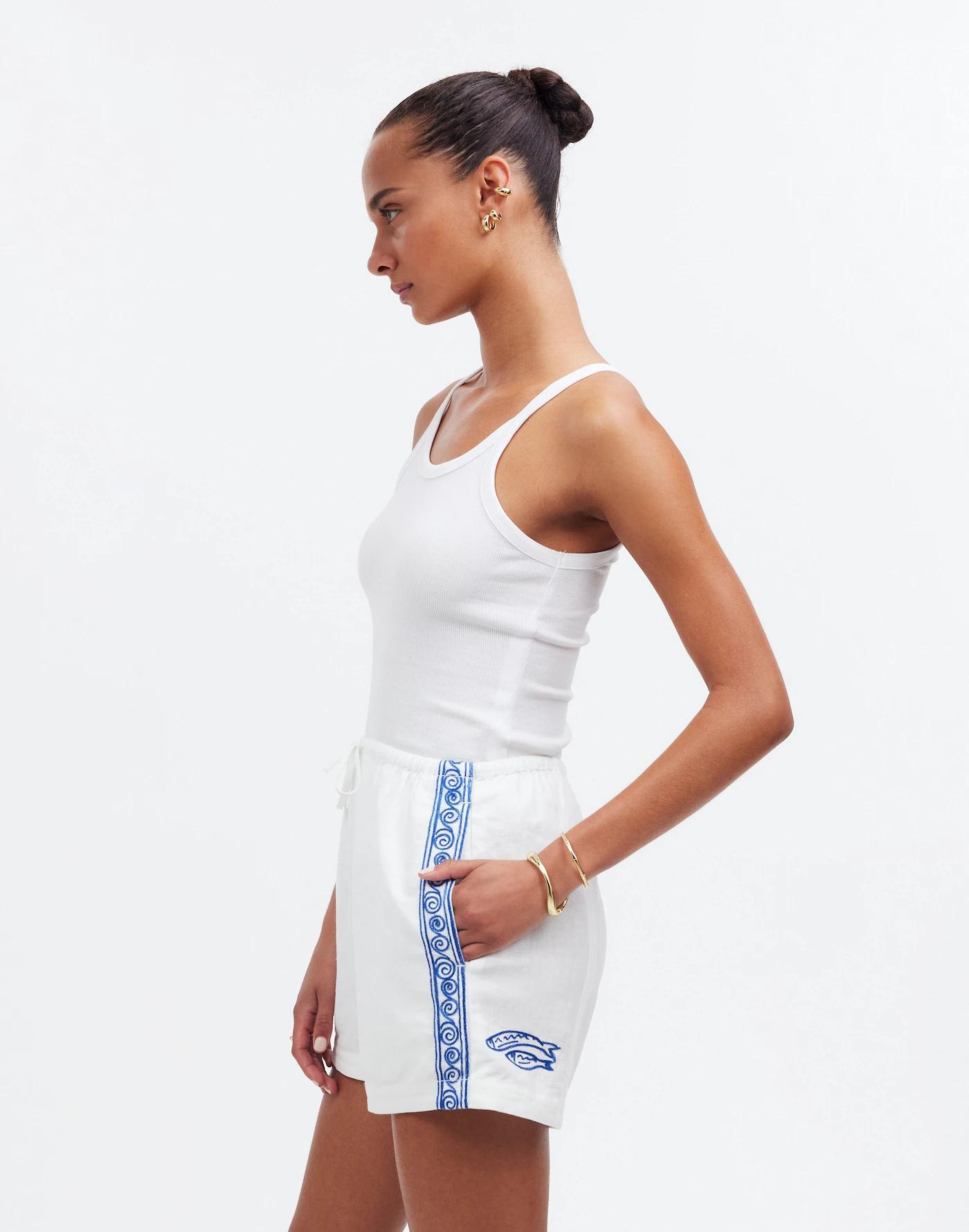 Madewell x Lisa Says Gah! Embroidered Drawstring Pull-On Shorts Product Image