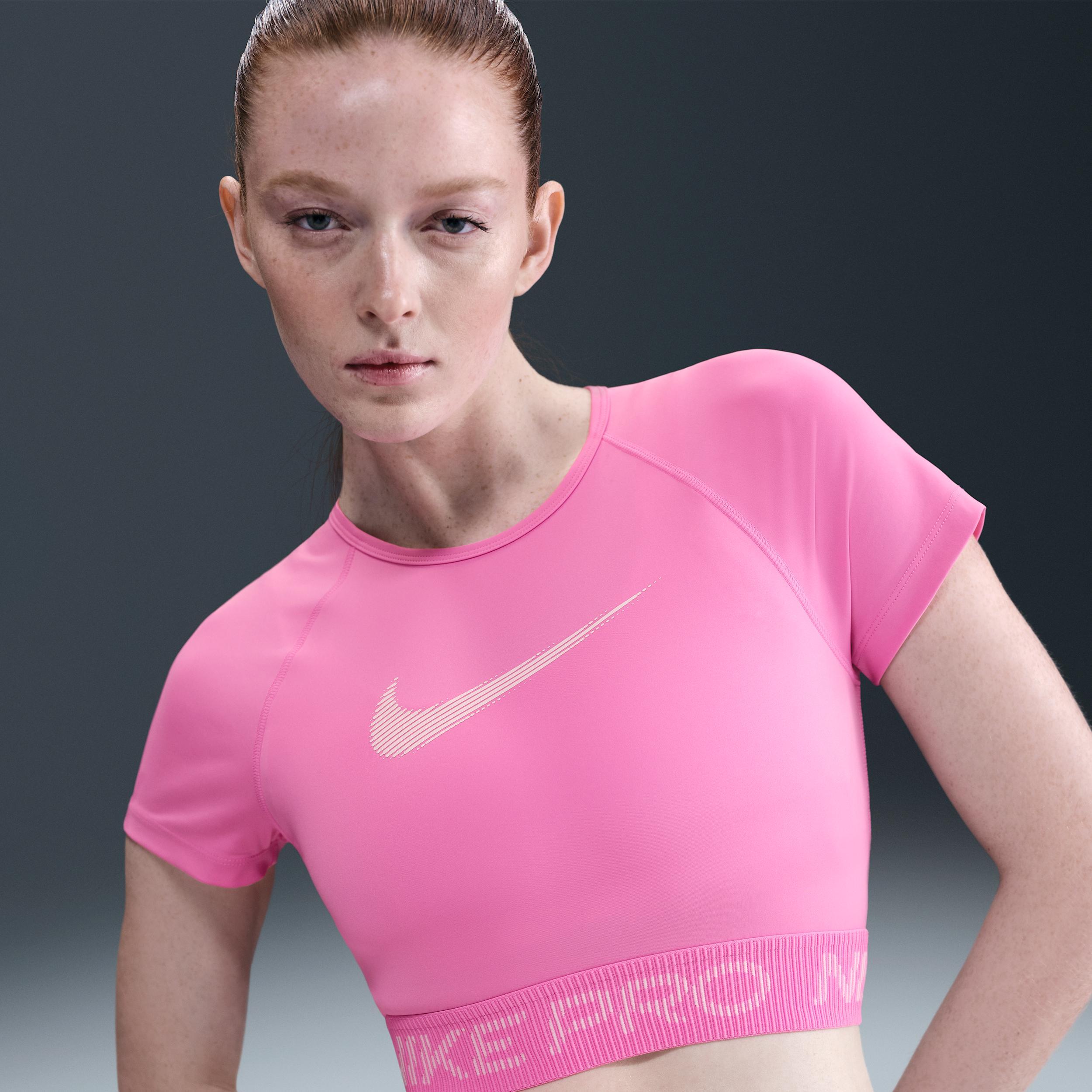 Womens Nike Pro Dri-FIT Short-Sleeve Cropped Graphic Top | HV3673-675 Product Image