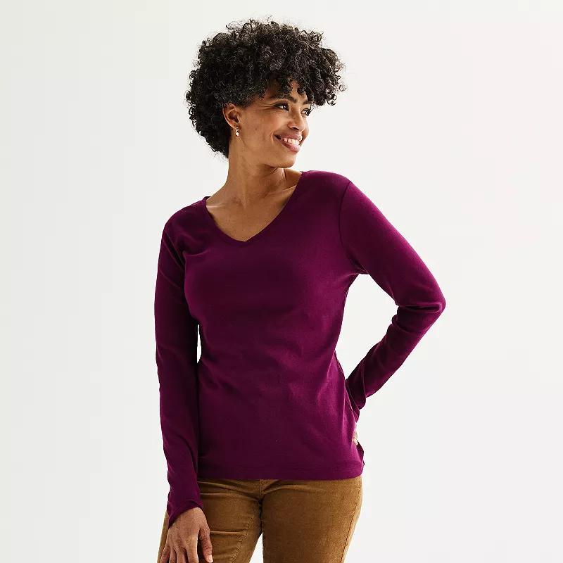 Womens Croft & Barrow Essential Long Sleeve V-Neck Tee Product Image