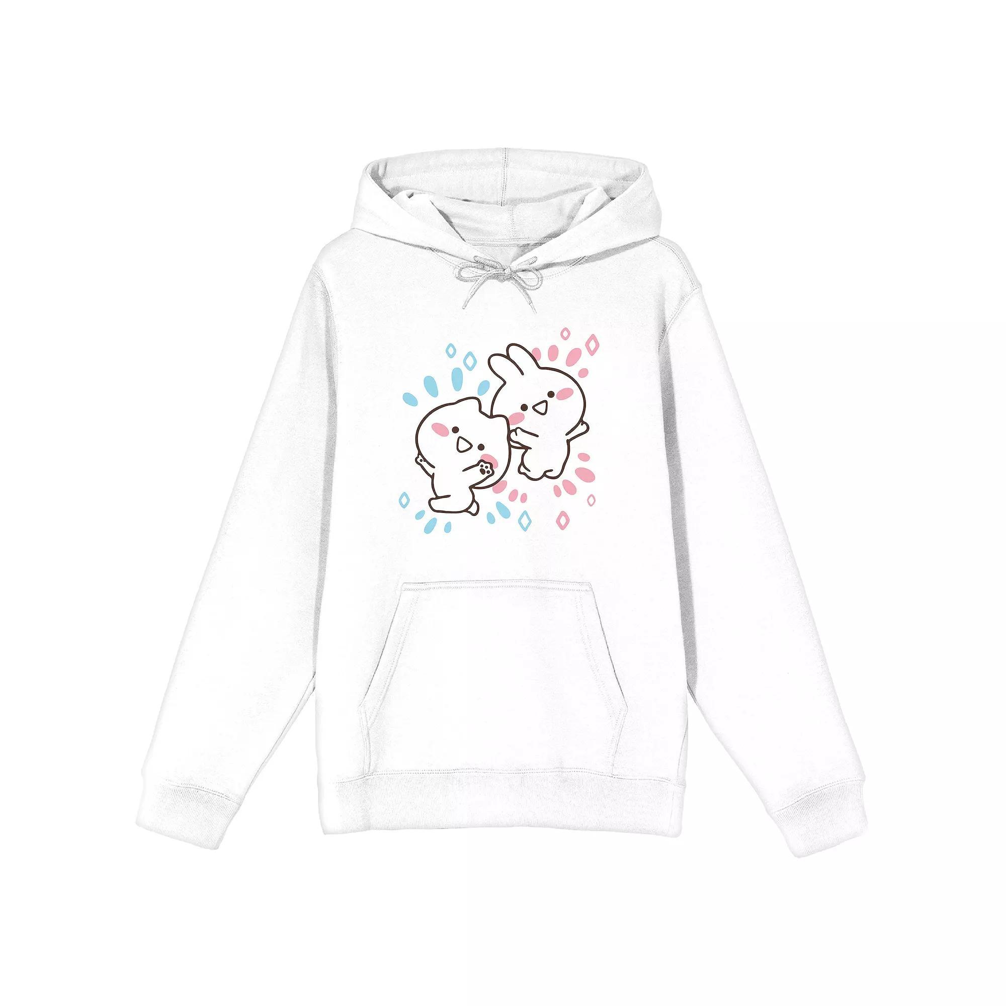 Men's Mimi & Neko Cute Characters Hoodie, Size: Large, White Product Image