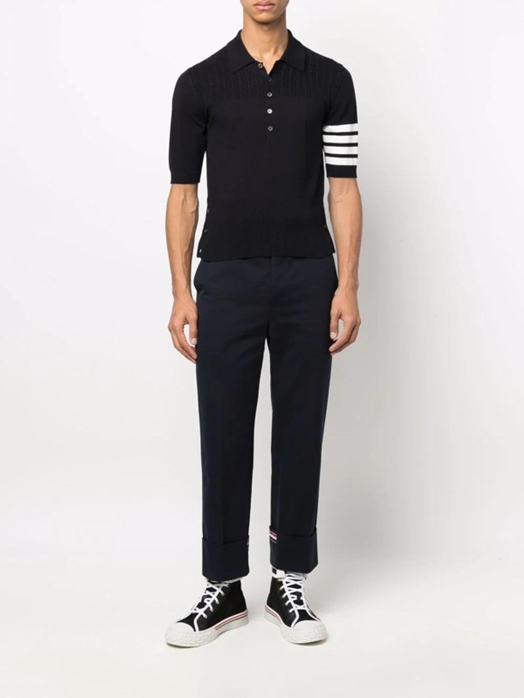 THOM BROWNE 4-bar Jersey Polo Shirt In Blue Product Image