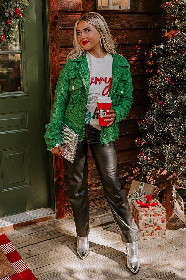 Passing Time Wool-Blend Tweed Jacket in Green Product Image