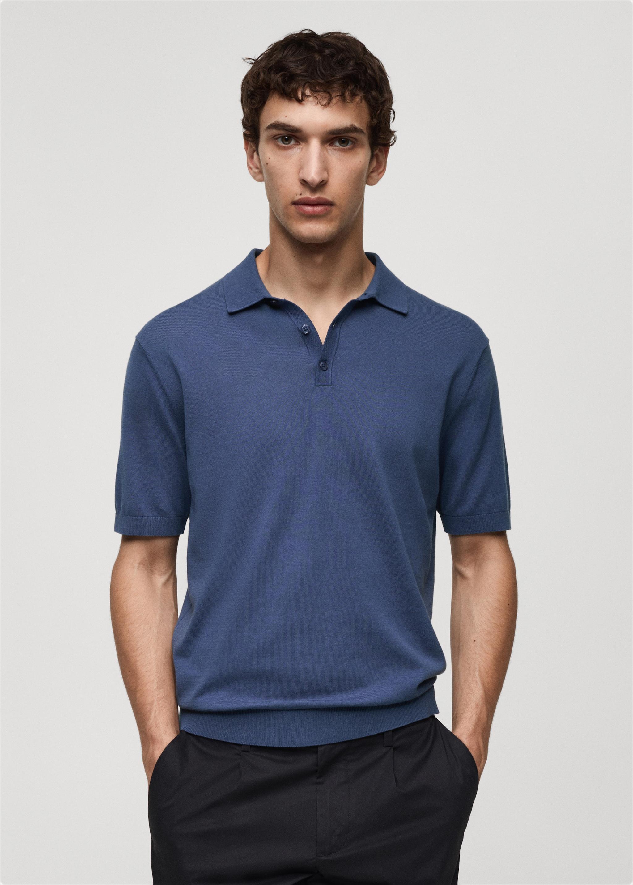 100% cotton knitted polo shirt - Men | MANGO USA Product Image